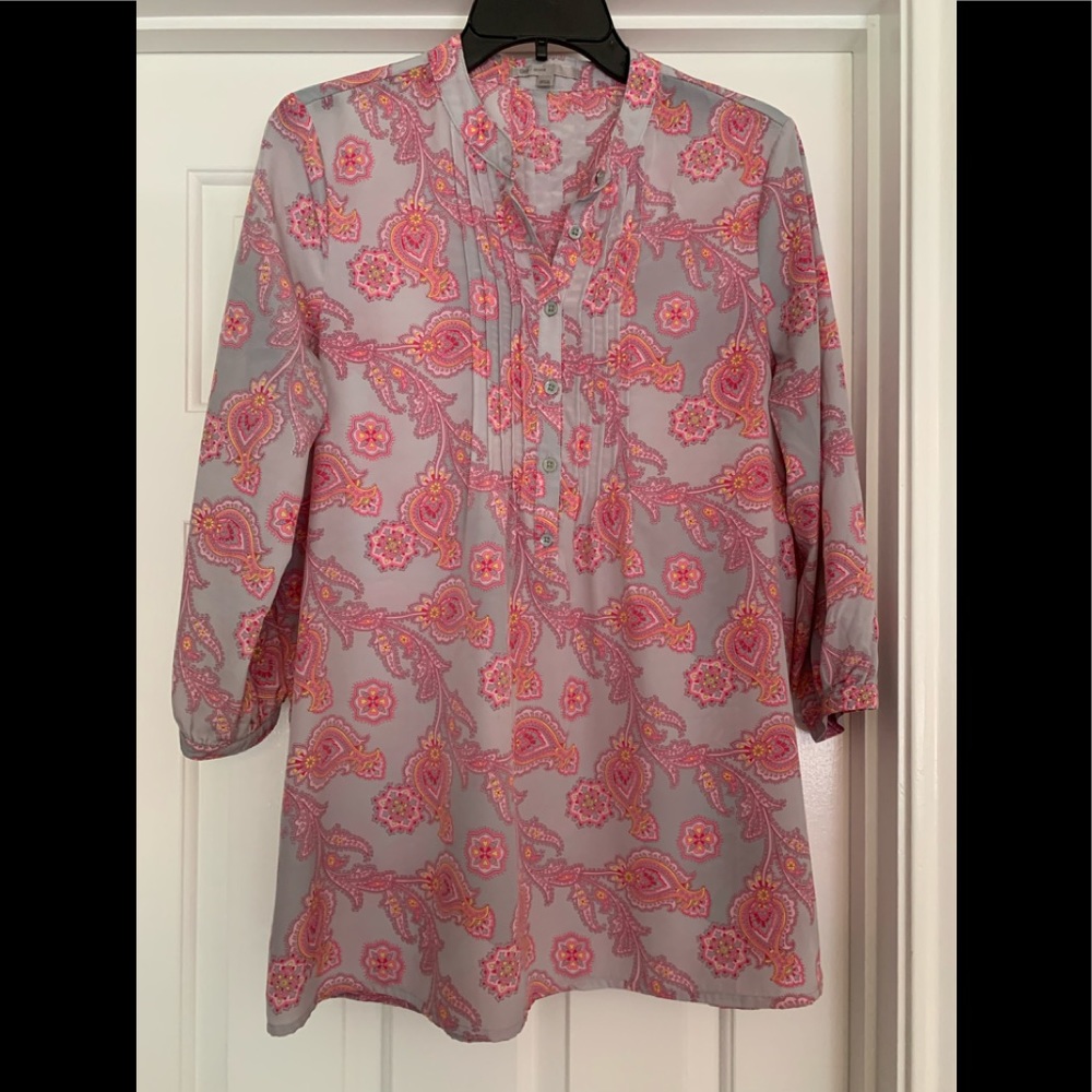 GAP Pink and Gray Paisley Tunic Top